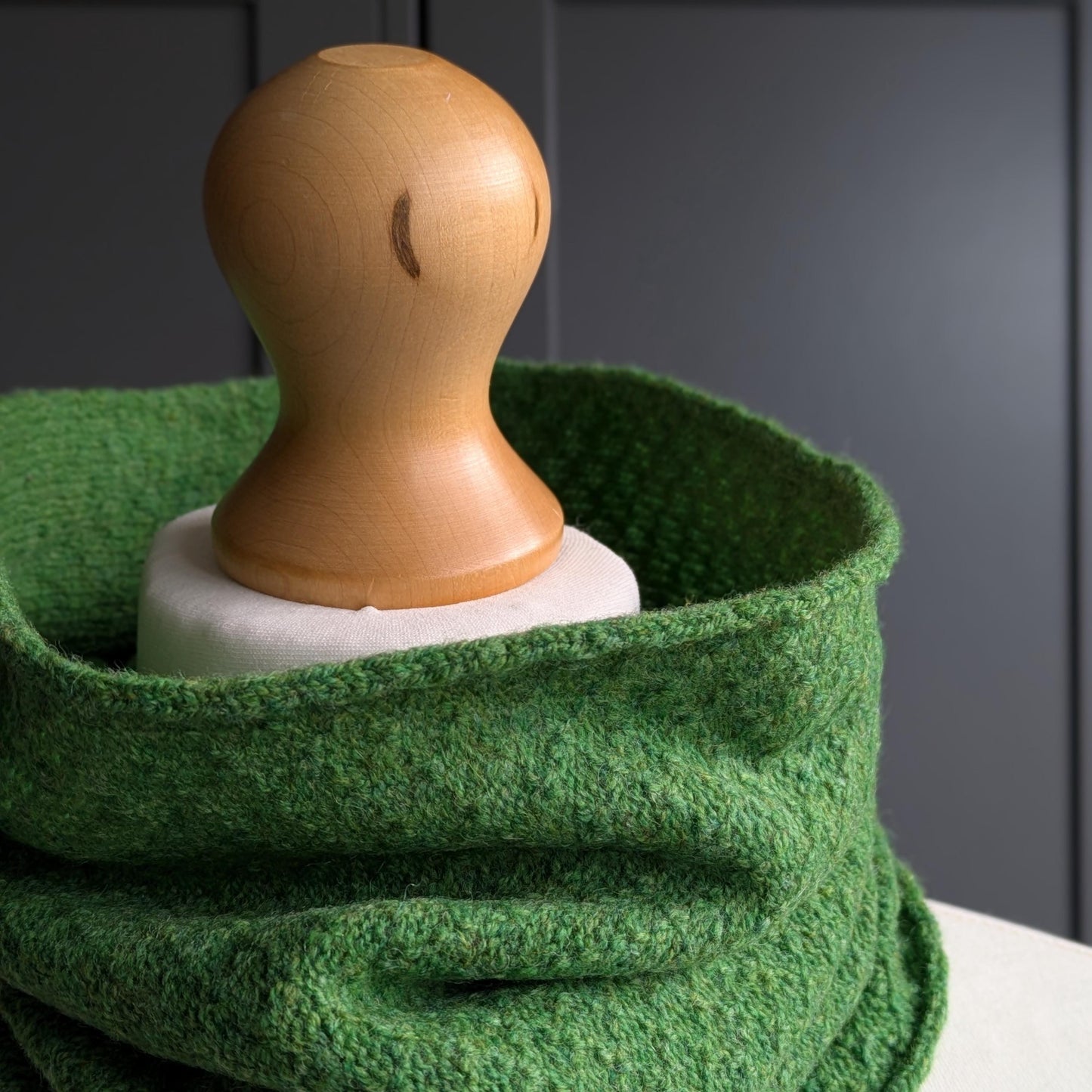 Knitted Merino Lambswool Cowl Green