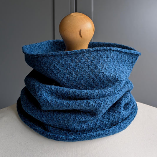 Knitted Merino Lambswool Cowl Diesel Blue