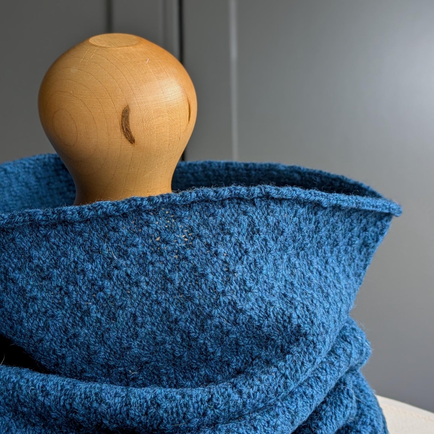 Knitted Merino Lambswool Cowl Diesel Blue