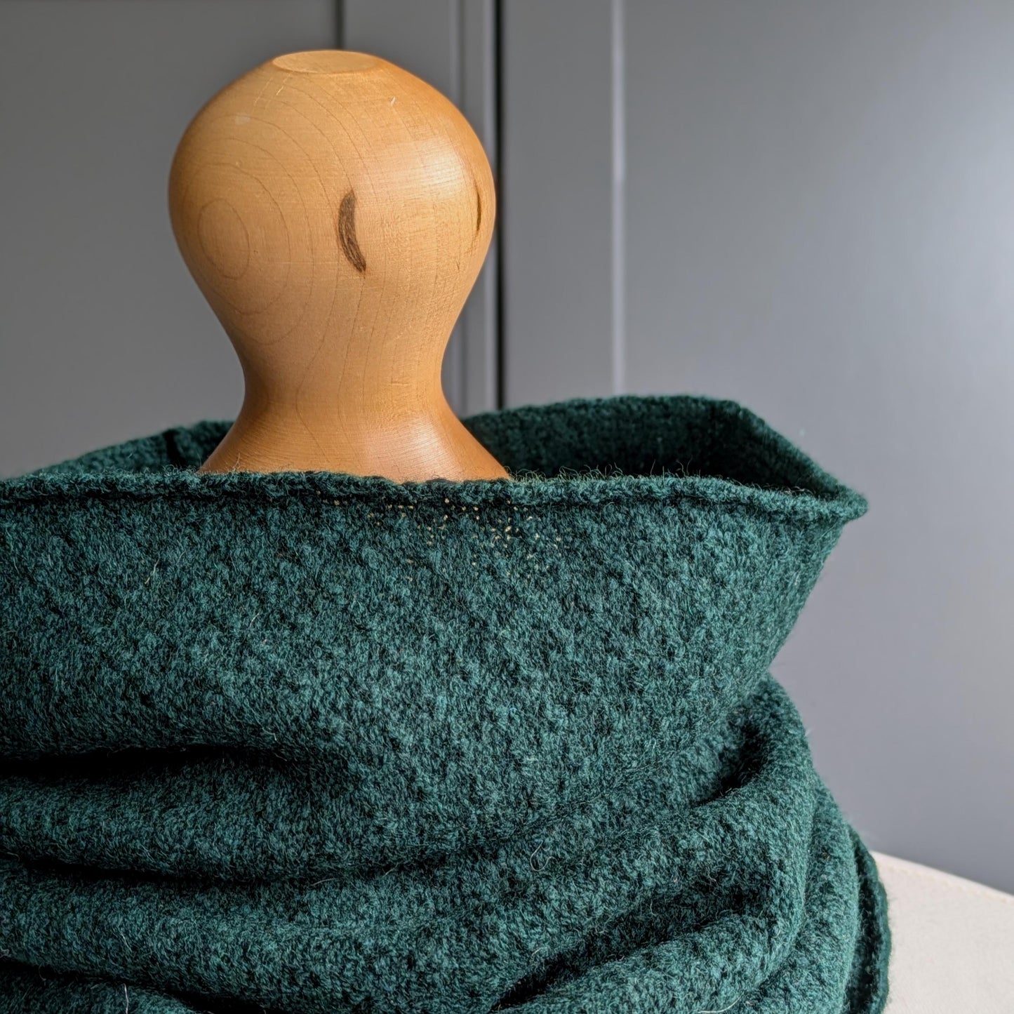 Knitted Merino Lambswool Cowl Tartan Green