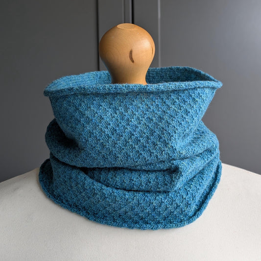 Knitted Merino Lambswool Cowl Blue