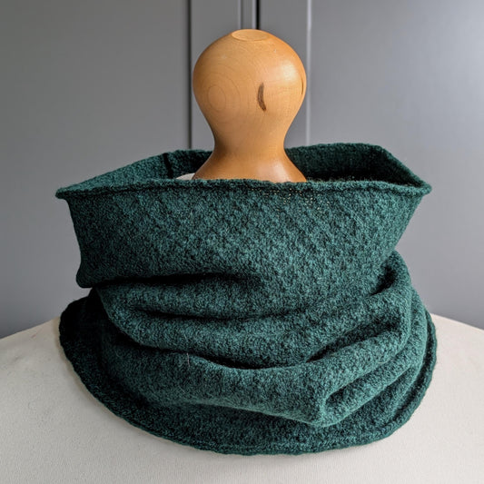 Knitted Merino Lambswool Cowl Tartan Green