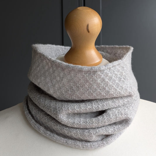 Knitted Merino Lambswool Cowl Pale Grey