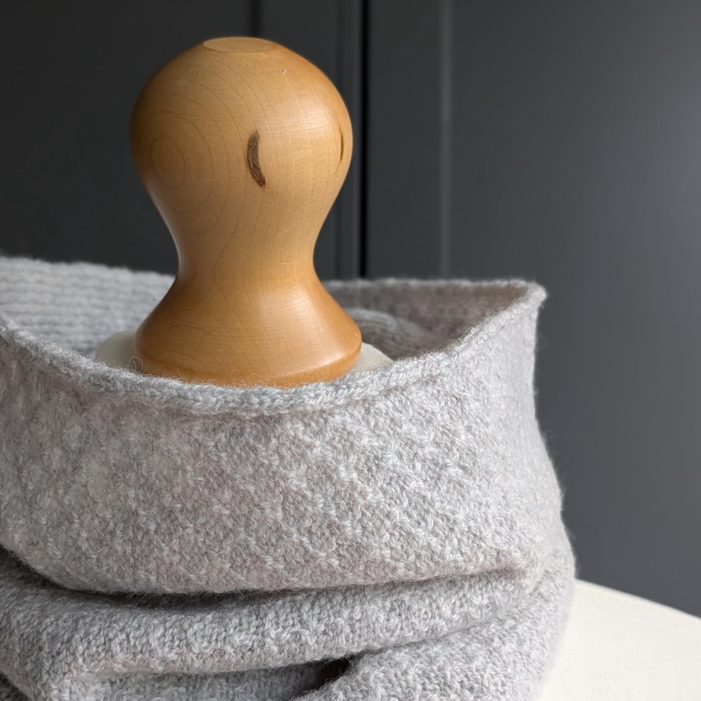 Knitted Merino Lambswool Cowl Pale Grey