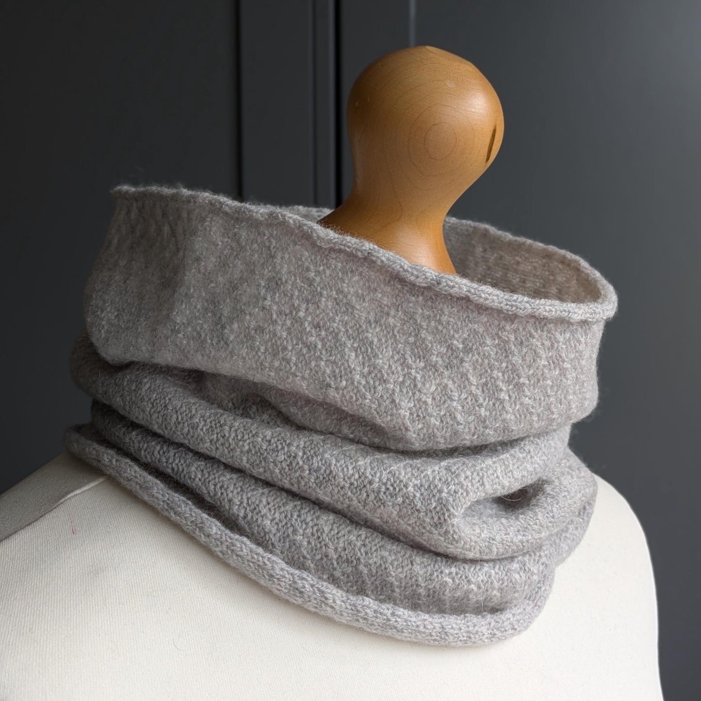 Knitted Merino Lambswool Cowl Pale Grey