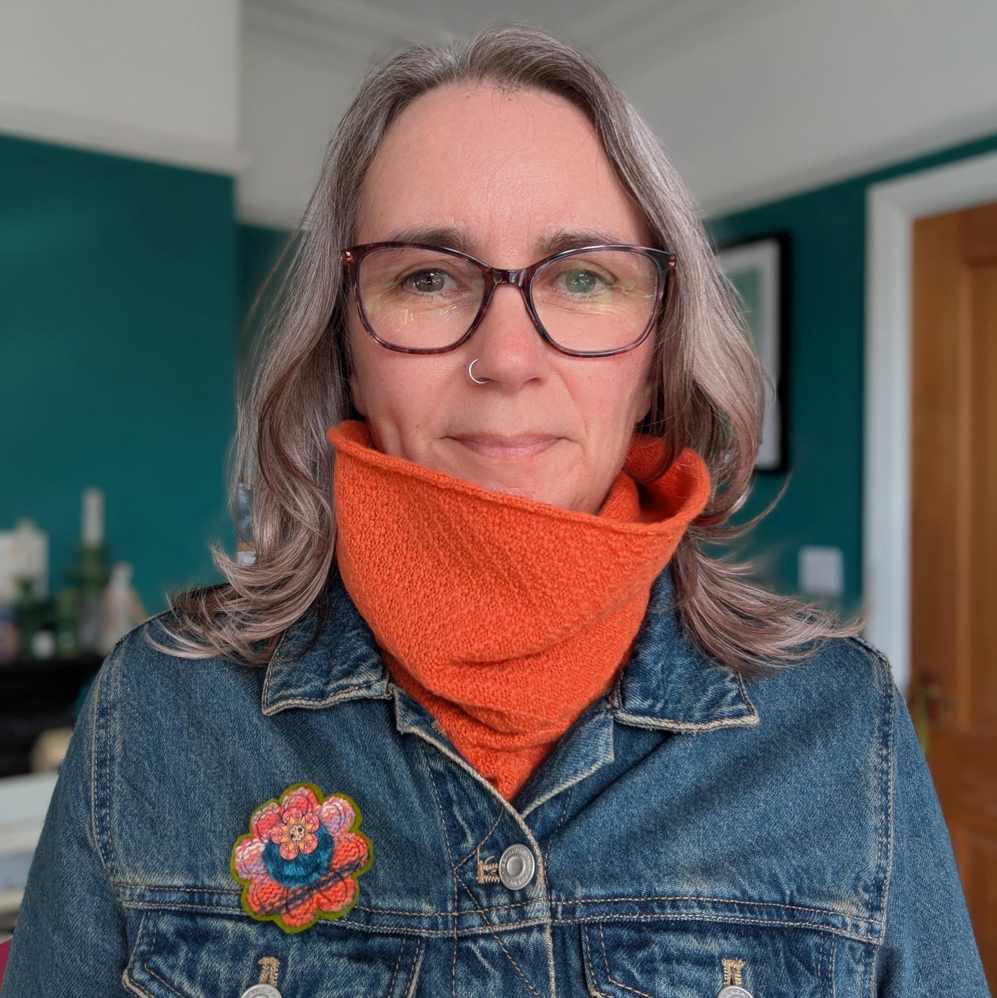 Knitted Merino Lambswool Cowl Tartan Green
