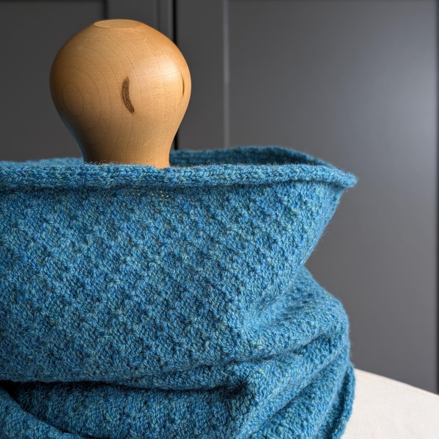 Knitted Merino Lambswool Cowl Blue