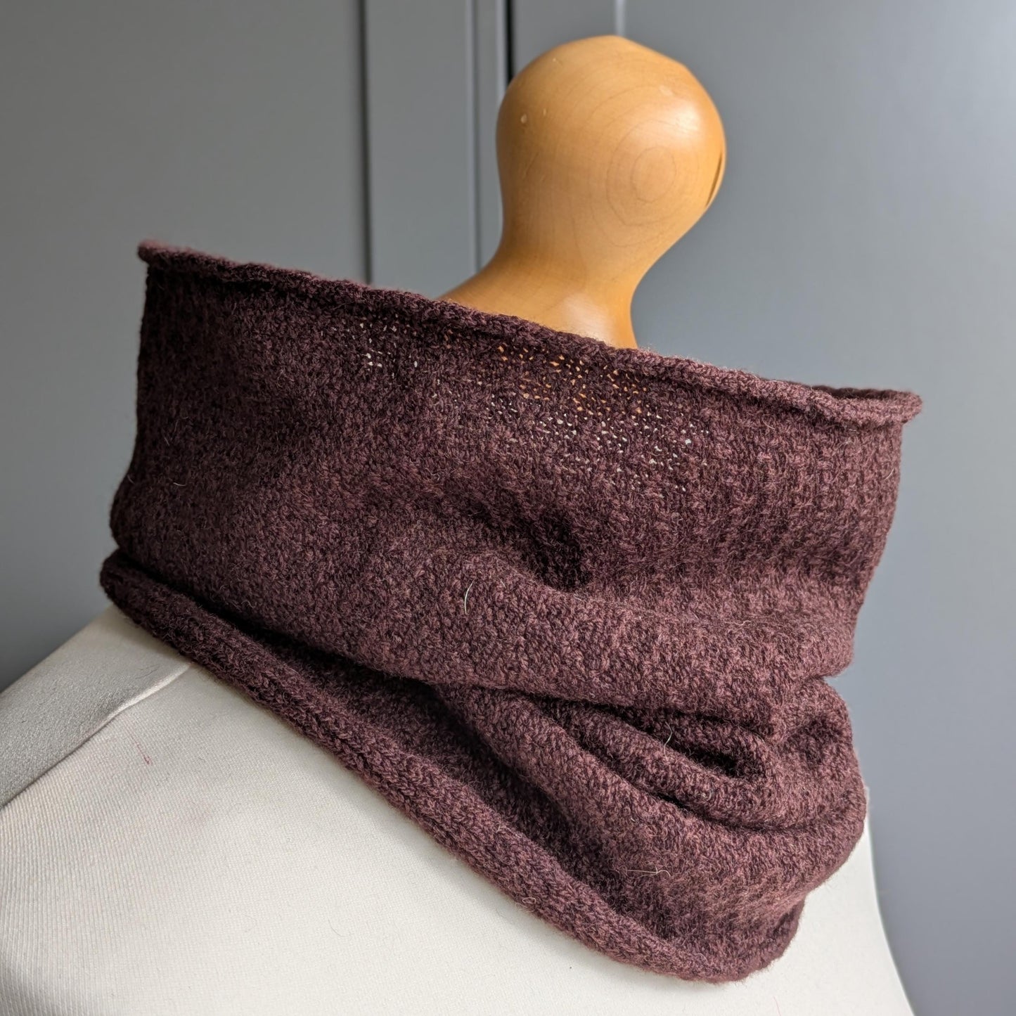 Knitted Merino Lambswool Cowl Chocolate Brown